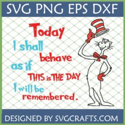 Cat in the Hat Today I Shall Behave SVG PNG DXF EPS digital file for crafting