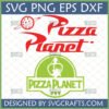 Pizza Planet SVG Bundle for Cricut featuring classic logo and Toy Story Alien Claw Machine design