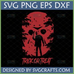 Distressed Red Jason Voorhees Mask Trick or Treat SVG Design for Halloween