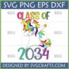 Class of 2034 Dabbing Unicorn SVG design for graduation t-shirts