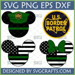 Border Patrol SVG Bundle with Thin Green Line Mickey and Minnie designs for Cricut crafting.