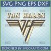 Van Halen SVG PNG EPS DXF digital design bundle featuring the classic band logo and VH wings for Cricut and sublimation crafts.