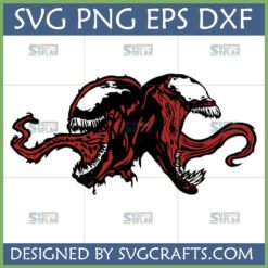 Dynamic Venom Carnage Symbiote SVG digital design for Cricut and sublimation, featuring intertwined black Venom and red Carnage heads.