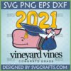 Vineyard Vines Graduation SVG 2021 with pink whale in graduation cap and '2021' text