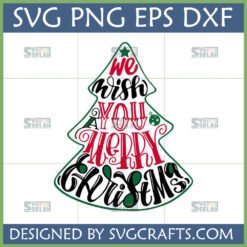 We Wish You Merry Christmas Tree SVG digital design file for holiday crafting.