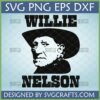 Willie Nelson SVG silhouette with cowboy hat and name in bold letters for Cricut and sublimation crafts