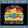 Winnie the Pooh Vaccinated Stay Away From Me SVG with mask and retro sunset