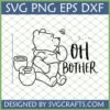 Classic outline Winnie the Pooh 'Oh Bother' SVG with honey pots and bee for crafting