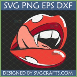 Spooky Vampire Lips SVG file with fangs and tongue for Halloween crafts