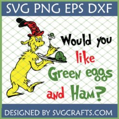 Dr. Seuss Sam-I-Am offering Green Eggs and Ham SVG PNG DXF EPS digital file for crafting.