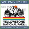 Yellowstone National Park Bison SVG digital design with mountains, pine trees, and sun, in SVG, PNG, EPS, DXF formats, perfect for Cricut and sublimation crafts.