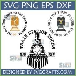 Train SVG Bundle with vintage locomotive and funny train station quotes for Cricut