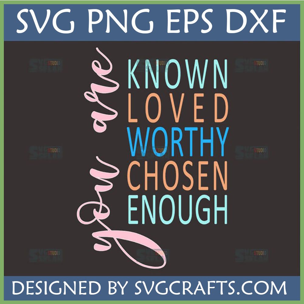 You Are Enough SVG motivational quote design with pink and colored text