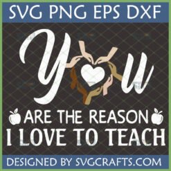 Love to Teach SVG design with heart hands and apples for teacher appreciation